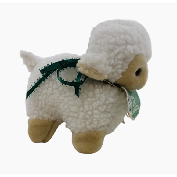 Lamb Plush Heart Tag Ewe Are Loved Stuffed Animal Green Bow Sherpa Easter - Picture 7 of 10